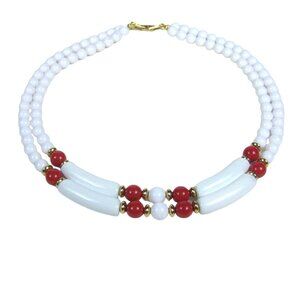 Vintage Multi Strand Beaded Necklace Goldtone 20 Inches Art Deco STYLE